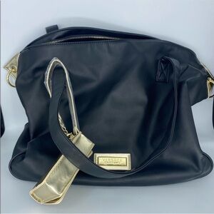Versace Parfums Black Tote Bag Gold Accent Tote w/ Pouch & Adjustable Strap